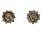 Zuni - Turquoise Petit Point Cluster and Silver Post Earrings c. 1940s, 0.875" diameter