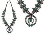 Navajo - Turquoise and Silver Squash Blossom Necklace 1940s, 26" length
