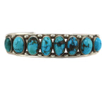 Navajo - Turquoise and Silver Row Bracelet c. 1930s, size 6.75