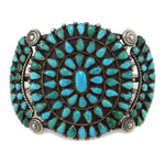 Zuni - Turquoise Cluster and Silver Bracelet c. 1930s, size 6.5