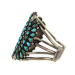 Zuni - Turquoise Cluster and Silver Bracelet c. 1930s, size 6.5
