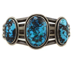 Navajo - Turquoise and Silver Row Bracelet c. 1920s, size 6.75
