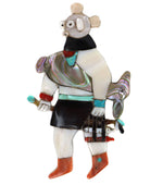 Leo Poblano (1905-1959) - Zuni - Multi-Stone Inlay Mudhead Kachina with Deer c. 1920-30s, 3.25" x 2"