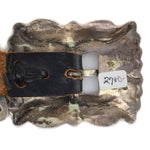 Navajo - Silver and Leather Concho Belt with Stamped Design c. 1950s, 23" - 24" size waist