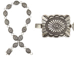 Navajo - Silver Link Concho Belt with Stamped Design c. 1950-60s, 35" length