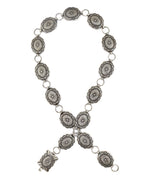 Navajo - Silver Link Concho Belt with Stamped Design c. 1950-60s, 35" length