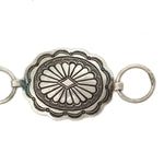 Navajo - Silver Link Concho Belt with Stamped Design c. 1950-60s, 35" length