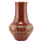 Maria Martinez (1887-1980) & Santana Martinez (1909-2002) - San Ildefonso Redware Vase with Feather Design c. 1940s, 13" x 9"