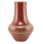 Maria Martinez (1887-1980) & Santana Martinez (1909-2002) - San Ildefonso Redware Vase with Feather Design c. 1940s, 13" x 9"