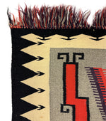 Navajo Crystal Storm Pattern Rug 1940s, 54" x 29"