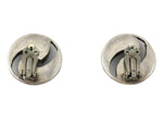 Zuni - Turquoise Channel Inlay and Silver Hummingbird Design Clip-On Earrings c. 1950s, 0.875" diameter