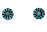 Zuni - Turquoise Petit Point and Silver Post Earrings c. 1930-40s, 0.625" diameter