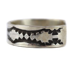 Nora Tahe Bill - Navajo - Sterling Silver Bracelet with Deep Stamped Design c. 1970s, size 7.25