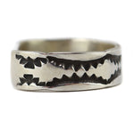 Nora Tahe Bill - Navajo - Sterling Silver Bracelet with Deep Stamped Design c. 1970s, size 7.25