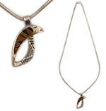 Calvin Begay (b. 1965) - Navajo - Tigers Eye, Jet, and Sterling Silver Channel Inlay Eagle Necklace c. 1980s, 22" length