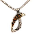 Calvin Begay (b. 1965) - Navajo - Tigers Eye, Jet, and Sterling Silver Channel Inlay Eagle Necklace c. 1980s, 22" length