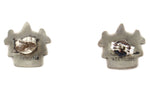 Marcus Lomayestewa - Hopi - Sterling Silver Overlay Corn Maiden Post Earrings c. 1970-80s, 0.5" x 0.5"