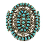 Zuni - Turquoise Petit Point Cluster and Silver Row Bracelet c. 1950s, size 7