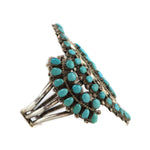 Zuni - Turquoise Petit Point Cluster and Silver Row Bracelet c. 1950s, size 7