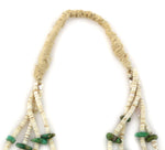 Navajo - 4-Strand Turquoise Nugget and Clamshell Heishi Beaded Tab Necklace with Pair of Jocla Pendants c. 1950s, 29" length