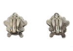 Zuni - Multi-Stone Channel Inlay and Silver Sunface Kachina Clip-on Earrings c. 1950s, 0.875" x 0.875"