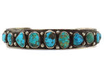 Navajo - Turquoise and Silver Row Bracelet c. 1920s, size 6.75