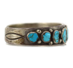 Navajo - Turquoise and Silver Row Bracelet c. 1920s, size 6.75