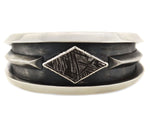 Marco Patania - Contemporary Meteorite and Sterling Silver Bracelet with Stamped Interior Design, size 7