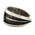 Marco Patania - Contemporary Meteorite and Sterling Silver Bracelet with Stamped Interior Design, size 7