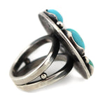 Marco Patania - Contemporary Supernova Turquoise Cluster and Sterling Silver Ring with Stamped Design, size 10.25