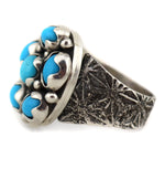Marco Patania - Contemporary Sleeping Beauty Turquoise Cluster and Sterling Silver Ring, size 7