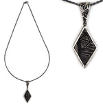 Marco Patania - Contemporary Meteorite and Sterling Silver Pendant with Stamped Design and Chain, 2" x 0.75" pendant