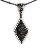 Marco Patania - Contemporary Meteorite and Sterling Silver Pendant with Stamped Design and Chain, 2" x 0.75" pendant