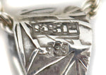 Marco Patania - Contemporary Fordite and Sterling Silver Pendant with Stamped Design and Chain, 1.5" x 0.5" pendant
