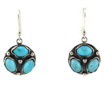 Marco Patania - Contemporary Supernova Turquoise and Sterling Silver French Hook Earrings, 1.5" x 0.75"