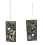 Sam Patania - Moissanite, 14K Gold, and Sterling Silver French Hook "Star Chaos" Earrings c. 2025, 3" x 0.75"