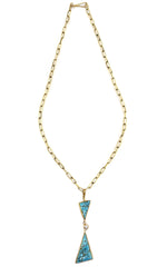 Sam Patania - Diamond, Number 8 Turquoise, and 18K Gold Necklace c. 2024, 20" length