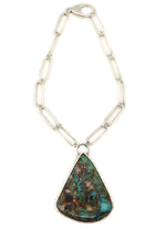 Sam Patania - Royston Turquoise and Sterling Silver "Rustic" Necklace c. 2025, 3.75" x 2.75" pendant