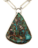 Sam Patania - Royston Turquoise and Sterling Silver "Rustic" Necklace c. 2025, 3.75" x 2.75" pendant