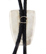 Patania Limited Edition Collection - Kingman Turquoise, Sterling Silver Overlay, and Leather Bolo, 3" x 2" bolo