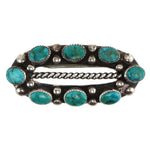 Patania Thunderbird Shop - Turquoise Cluster and Sterling Silver Pin c. 1940-50s, 1" x 2.375"