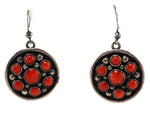 Frank Patania, Sr. (1899-1964) & Thunderbird Shop - Coral Cluster and Sterling Silver French Hook Earrings c. 1960s, 1.75" x 1"