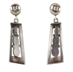 Frank Patania, Sr. (1899-1964) & Thunderbird Shop - Morenci Turquoise and Sterling Silver Necklace and Dangle Design Post Earrings Set c. 1955