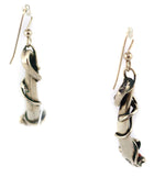 Sam Patania - Mediterranean Coral and Sterling Silver French Hook Earrings with Floral Design c. 2000, 2.375" x 0.5"