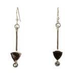 Sam Patania - "Brilliant Trillion Earrings" Smoky Quartz and Sterling Silver French Hook Earrings, 2" x 0.25"