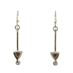 Sam Patania - "Brilliant Trillion Earrings" Smoky Quartz and Sterling Silver French Hook Earrings, 2" x 0.25"