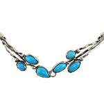 Sam Patania - Turquoise and Sterling Silver Six Stone Vine Necklace, 15" length