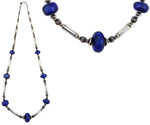 Frank Patania, Jr. - Lapis Lazuli and Sterling Silver Beaded Necklace c. 1980s, 31.5" length