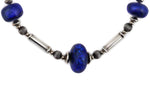 Frank Patania, Jr. - Lapis Lazuli and Sterling Silver Beaded Necklace c. 1980s, 31.5" length