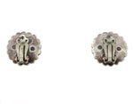 Zuni - Turquoise Petit Point and Silver Clip-On Earrings c. 1940s, 0.75" diameter